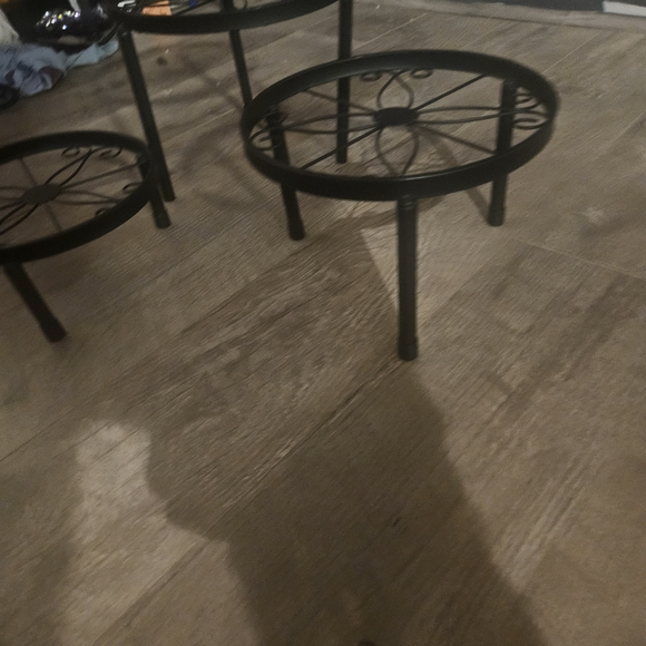 Set of Three Black Metal Plant Stands - Picture 2 of 3